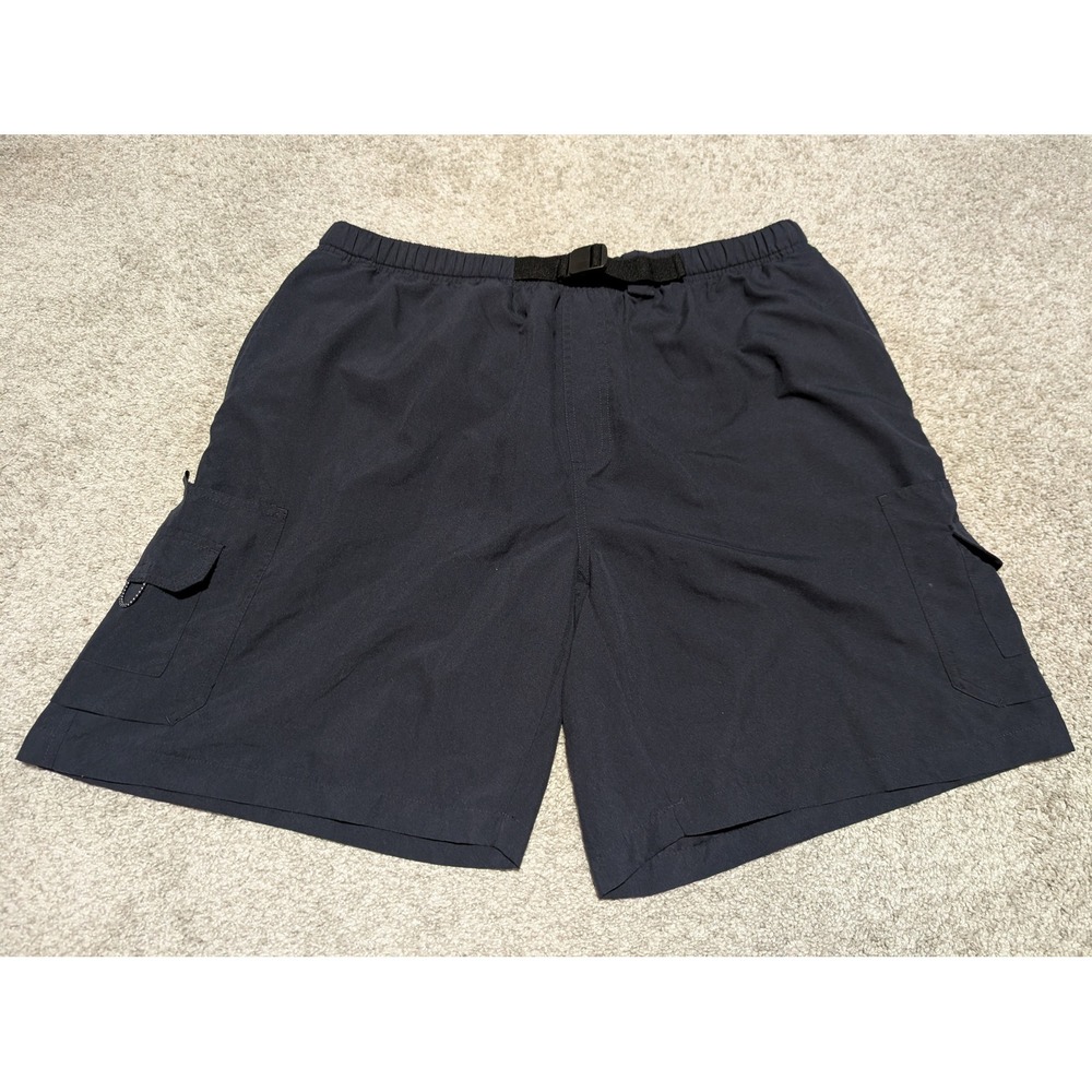 Energy Zone Shorts Mens XL Black Cargo Swim Trunks Belted Mesh Lined Hiking Gorp